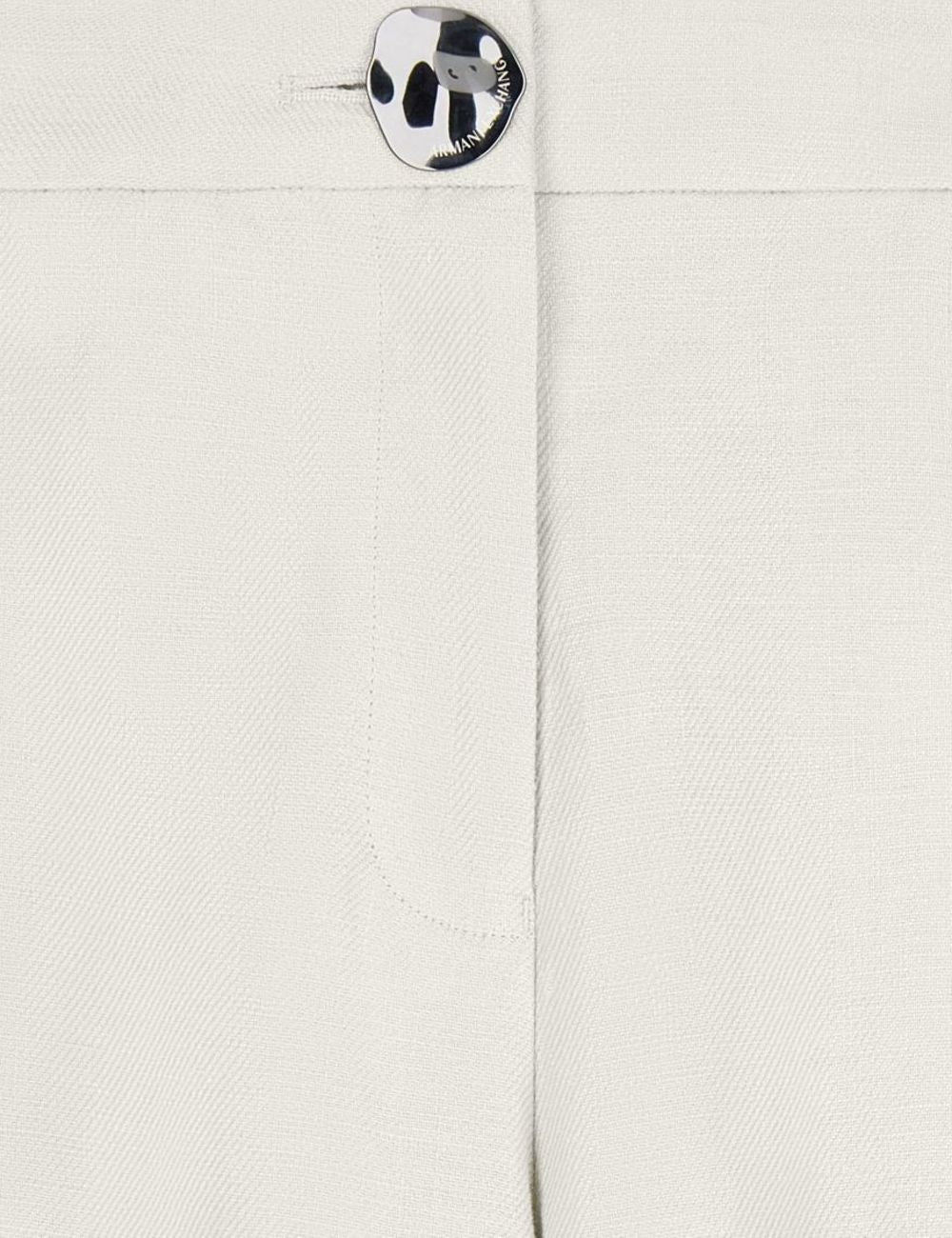 armani exchange palazzo pants linen twill front detail view