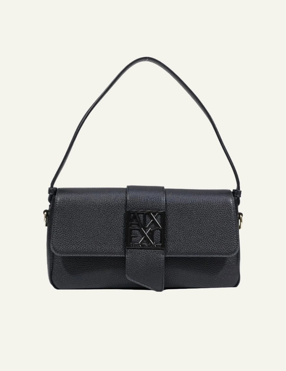 Armani Exchange shoulder bag black logo clasp front view