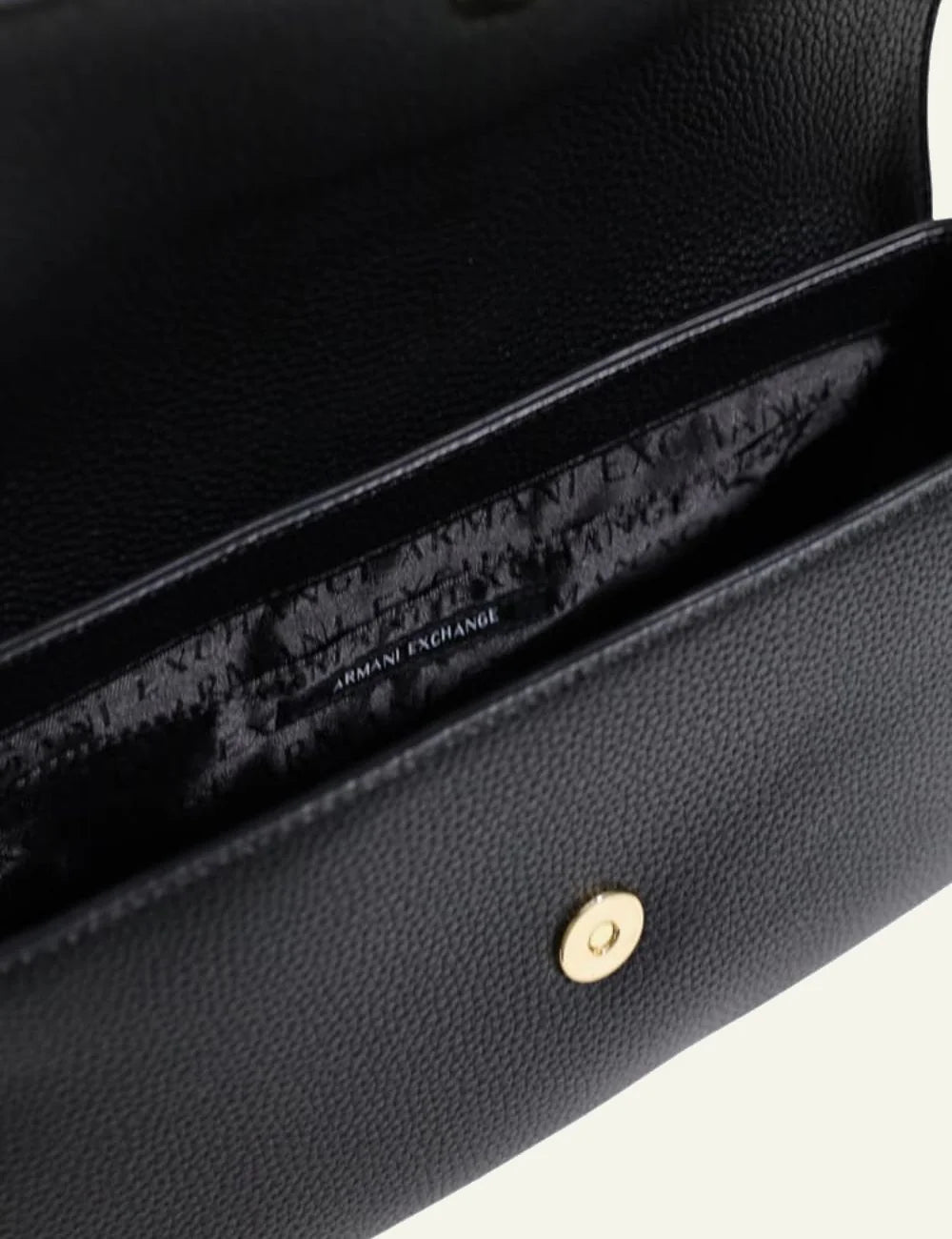 Armani Exchange shoulder bag black logo clasp top view