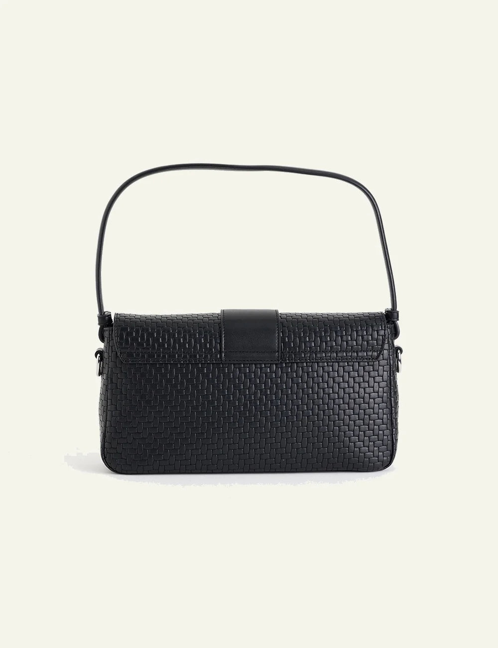 Armani Exchange shoulder bag black woven texture back view