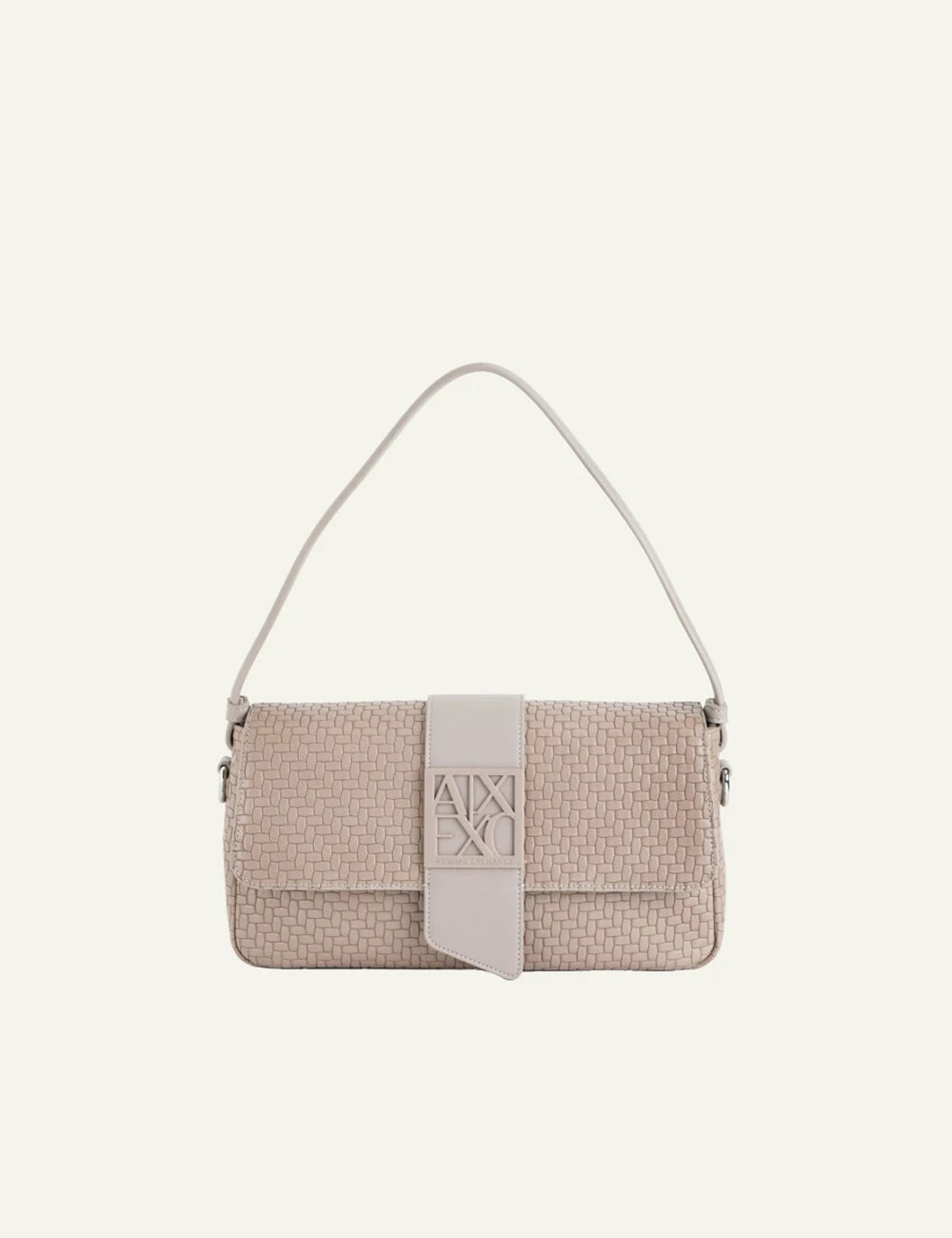 Armani Exchange shoulder bag black woven texture front view