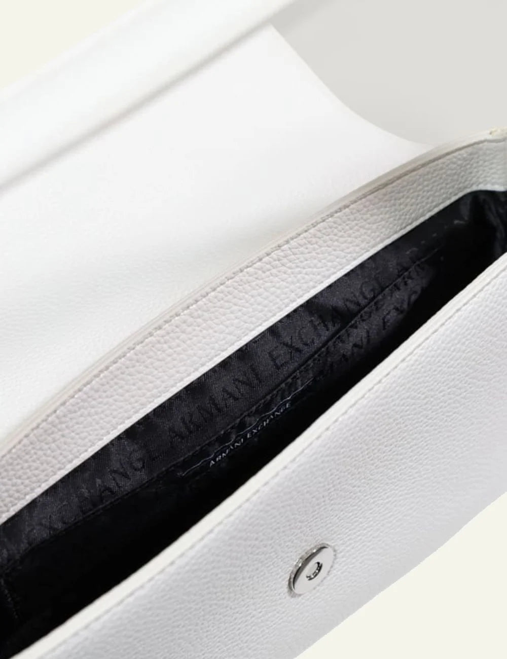 Armani Exchange shoulder bag white logo clasp top view