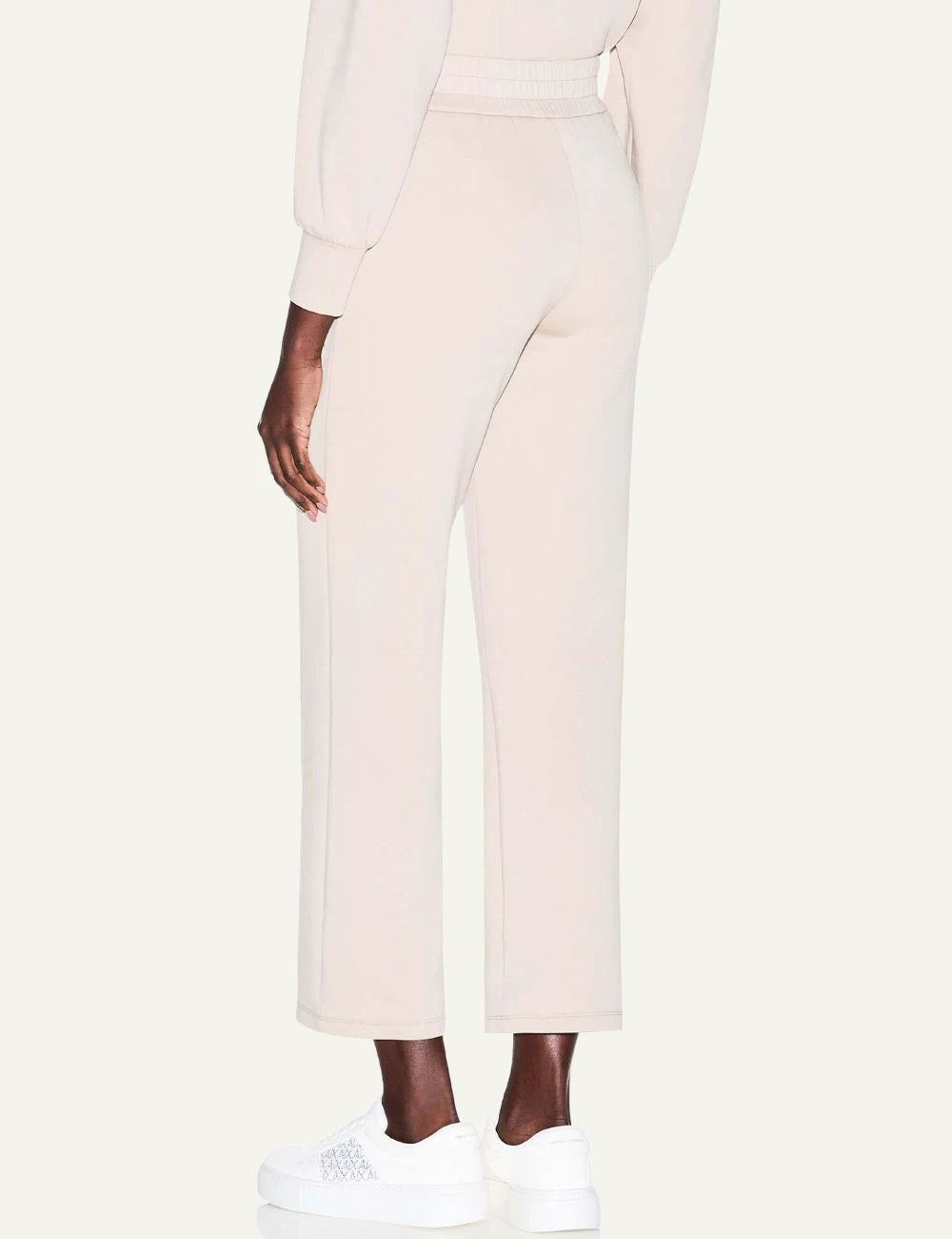 armani exchange beige cropped sweatpants strass logo back view