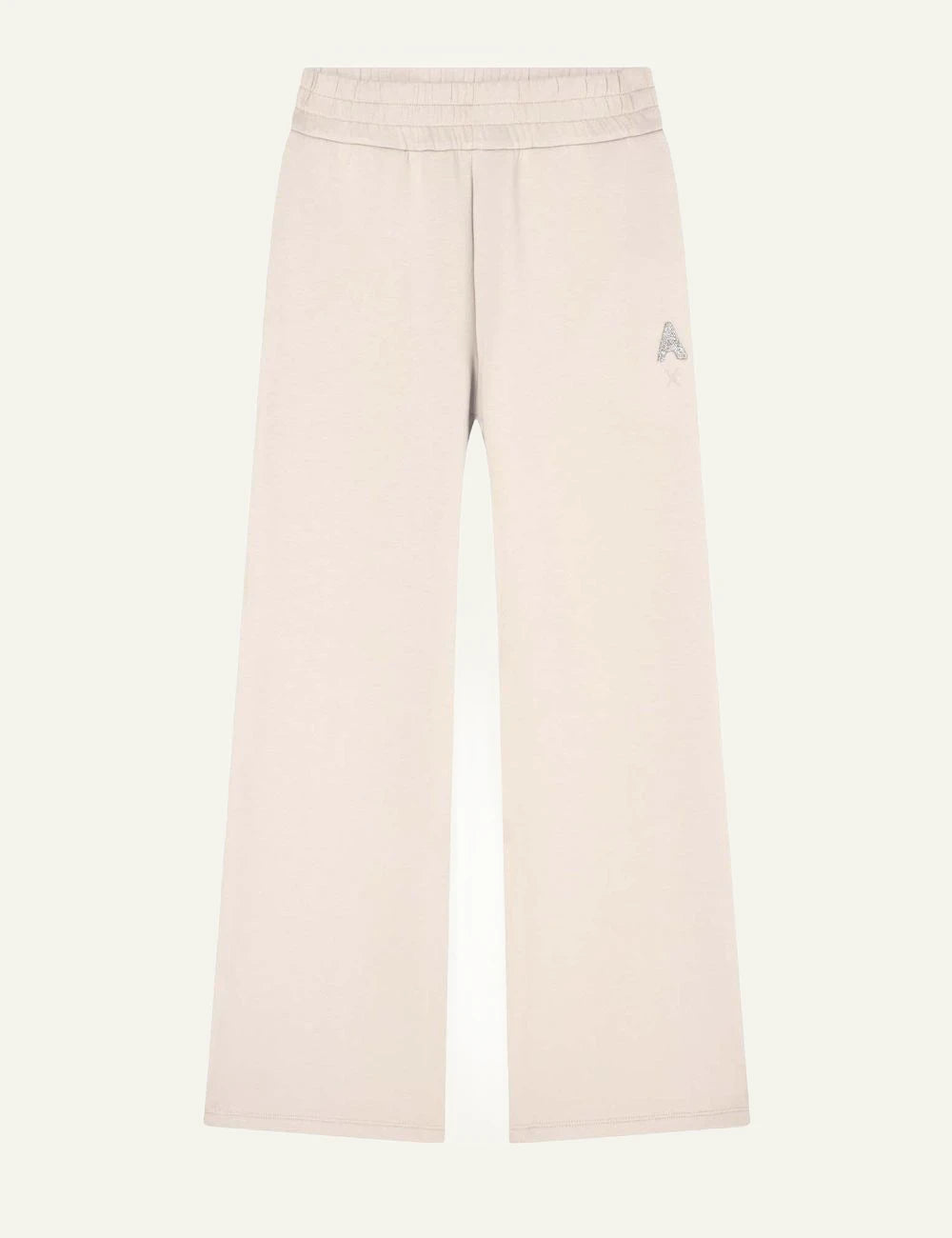 armani exchange beige cropped sweatpants strass logo front view