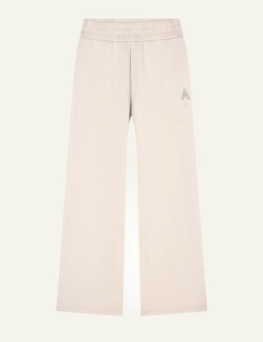 armani exchange beige cropped sweatpants strass logo front view