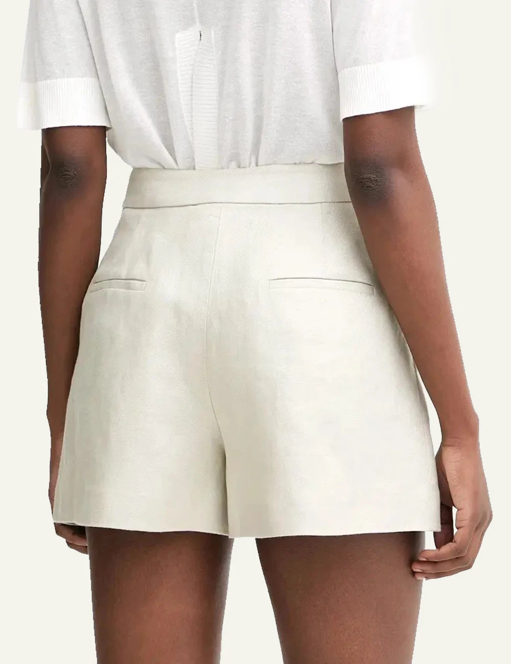 armani exchange ecru linen shorts back detail view