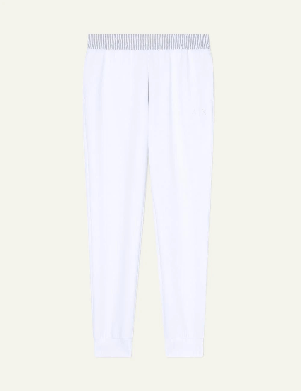 armani exchange white scuba jogger pants AX logo front view
