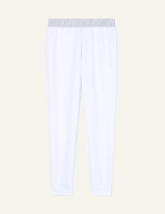 armani exchange white scuba jogger pants AX logo front view