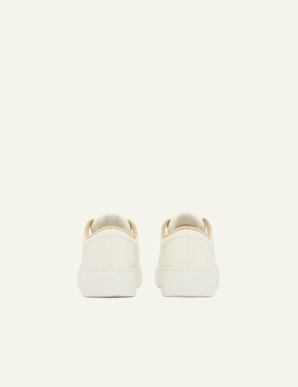 armani exchange off white sneakers beige trim back view