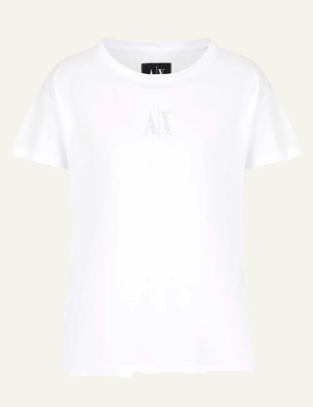 Armani Exchange white t-shirt AX logo front flat view