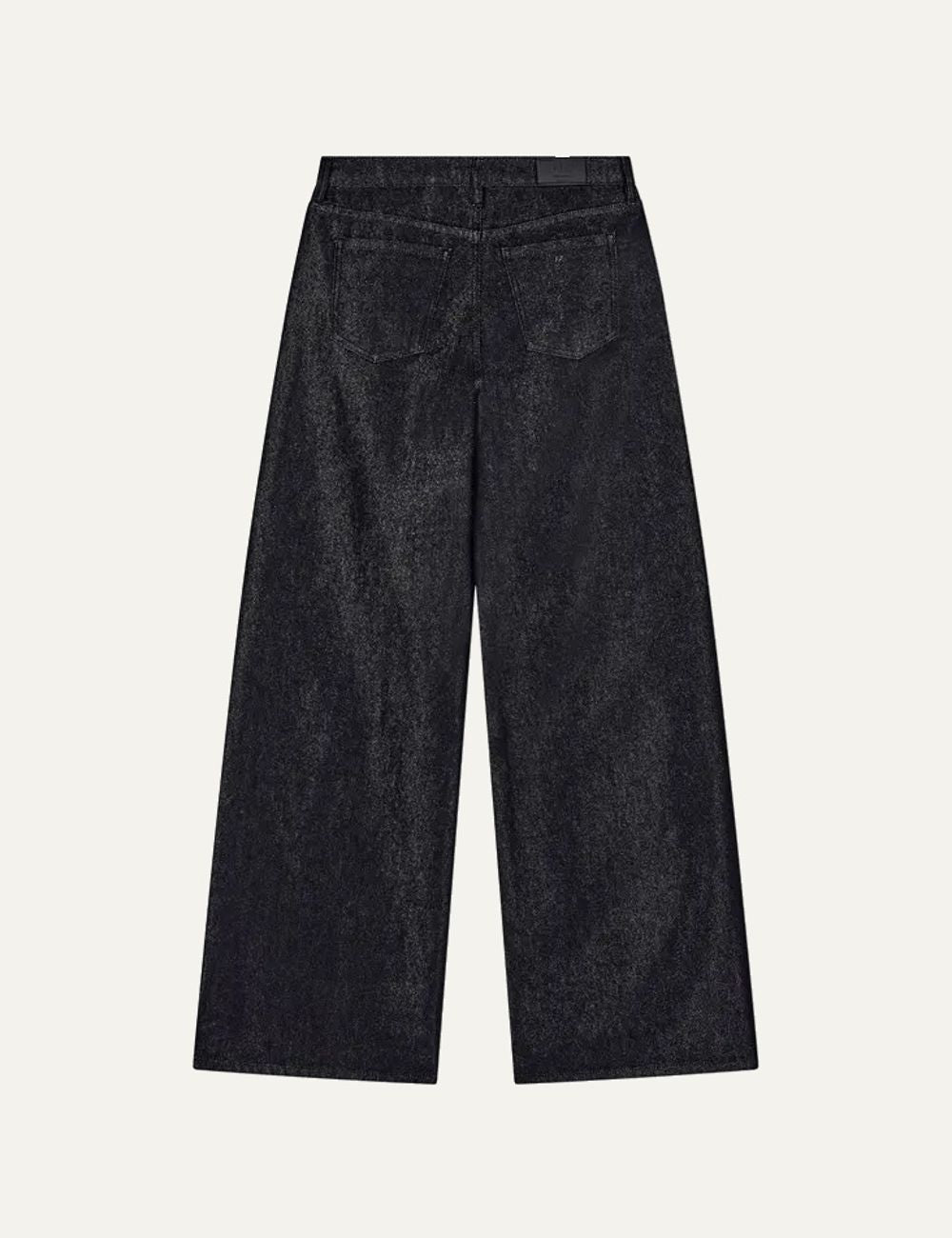 Armani Exchange women's black denim bootcut jeans with high waist, wide legs, five-pocket design and faded wash effect back