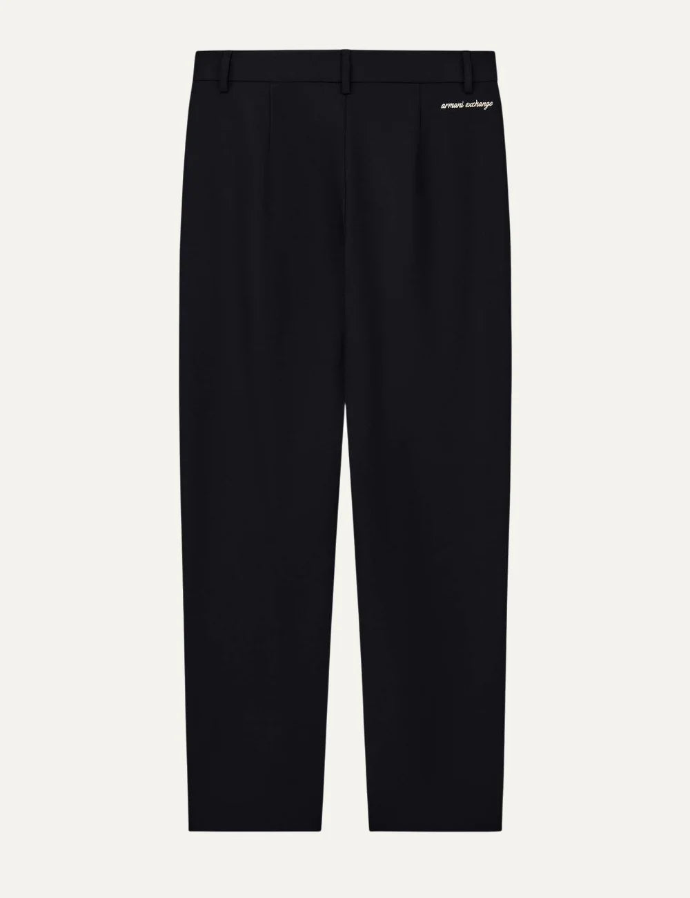 Women's Armani Exchange black high-waisted tailored trousers with front pleats, straight legs and side pockets back