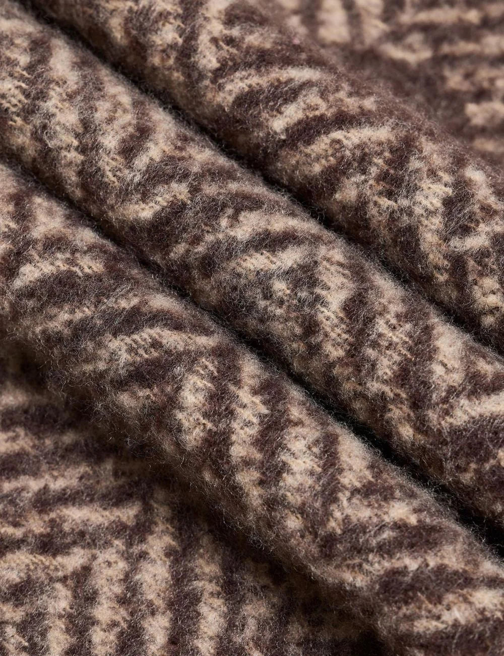 Women's Armani Exchange brown and beige herringbone scarf with large logo lettering and fringed edges detail