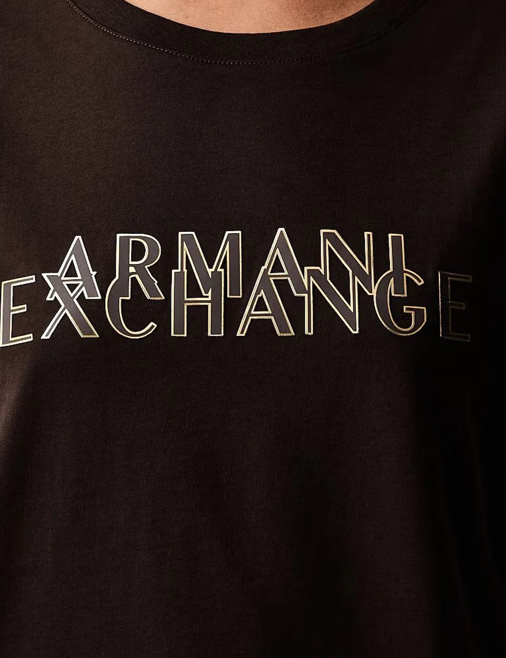 Women's Armani Exchange dark brown oversized cotton T-shirt with crew neck, short sleeves and logo detail on the front detail