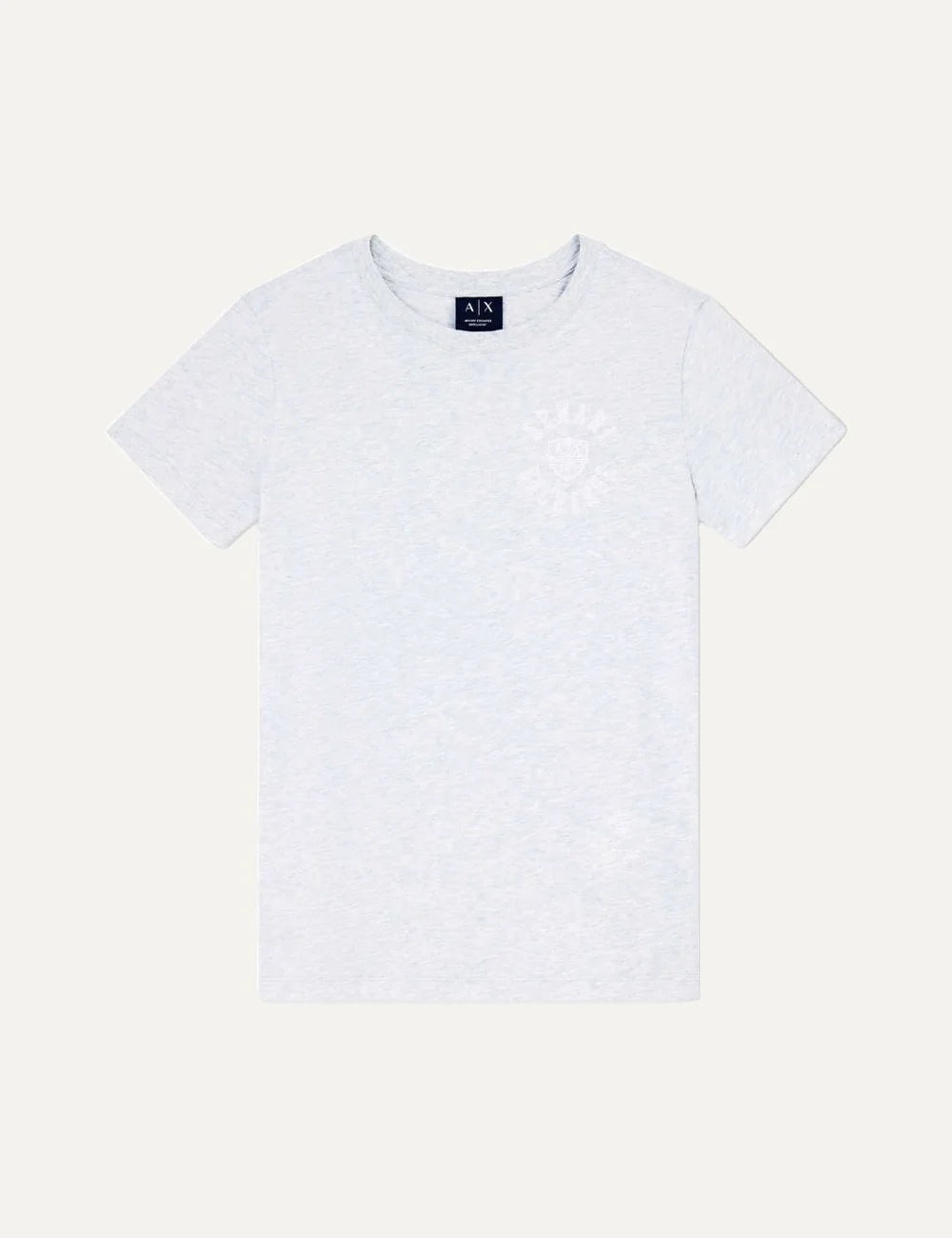 Women's Armani Exchange light grey cotton T-shirt with crew neck, short sleeves and tonal logo detail on the chest