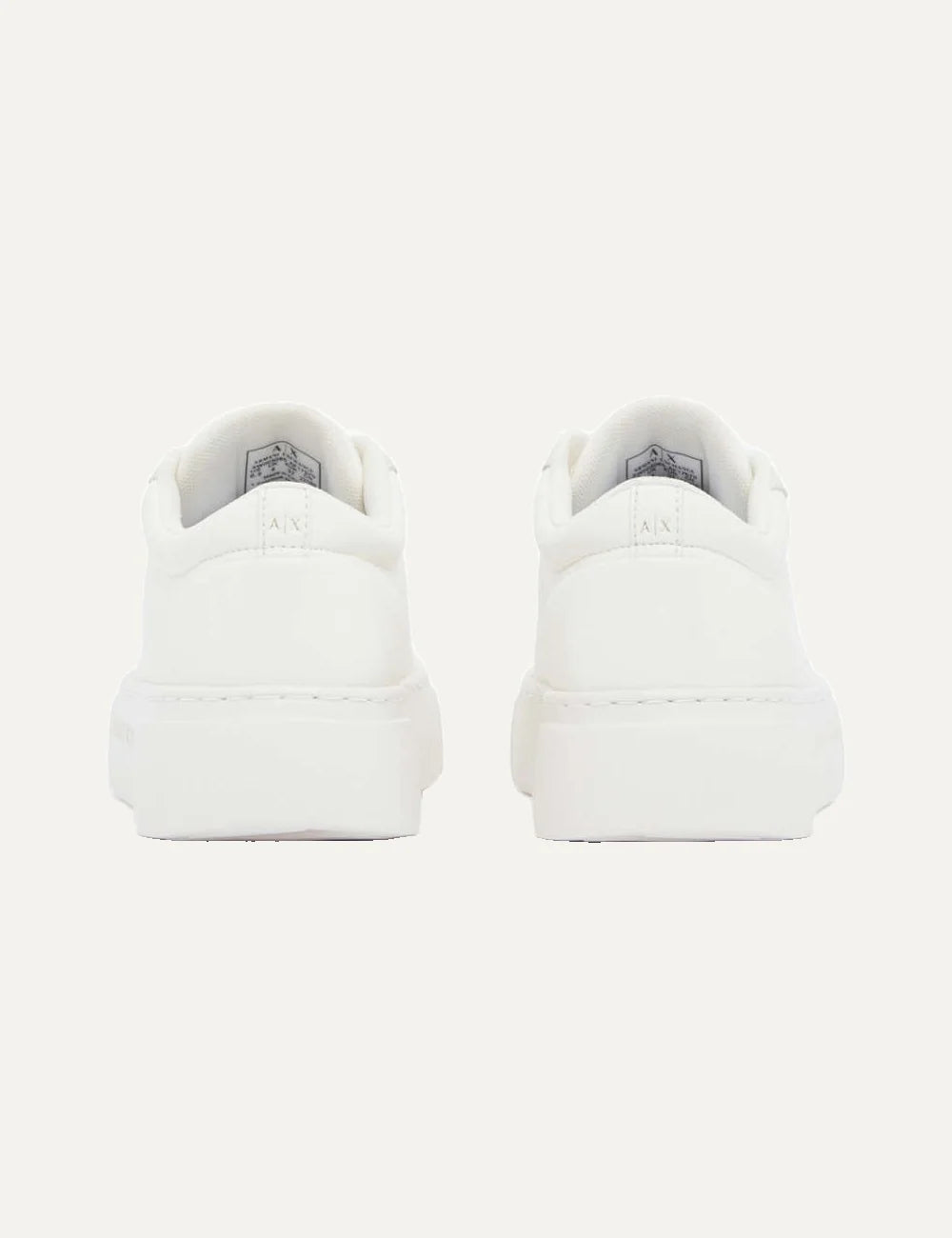 Women's Armani Exchange Off White low-top sneakers in faux leather and suede with side logo, lace-up closure and chunky platform sole back