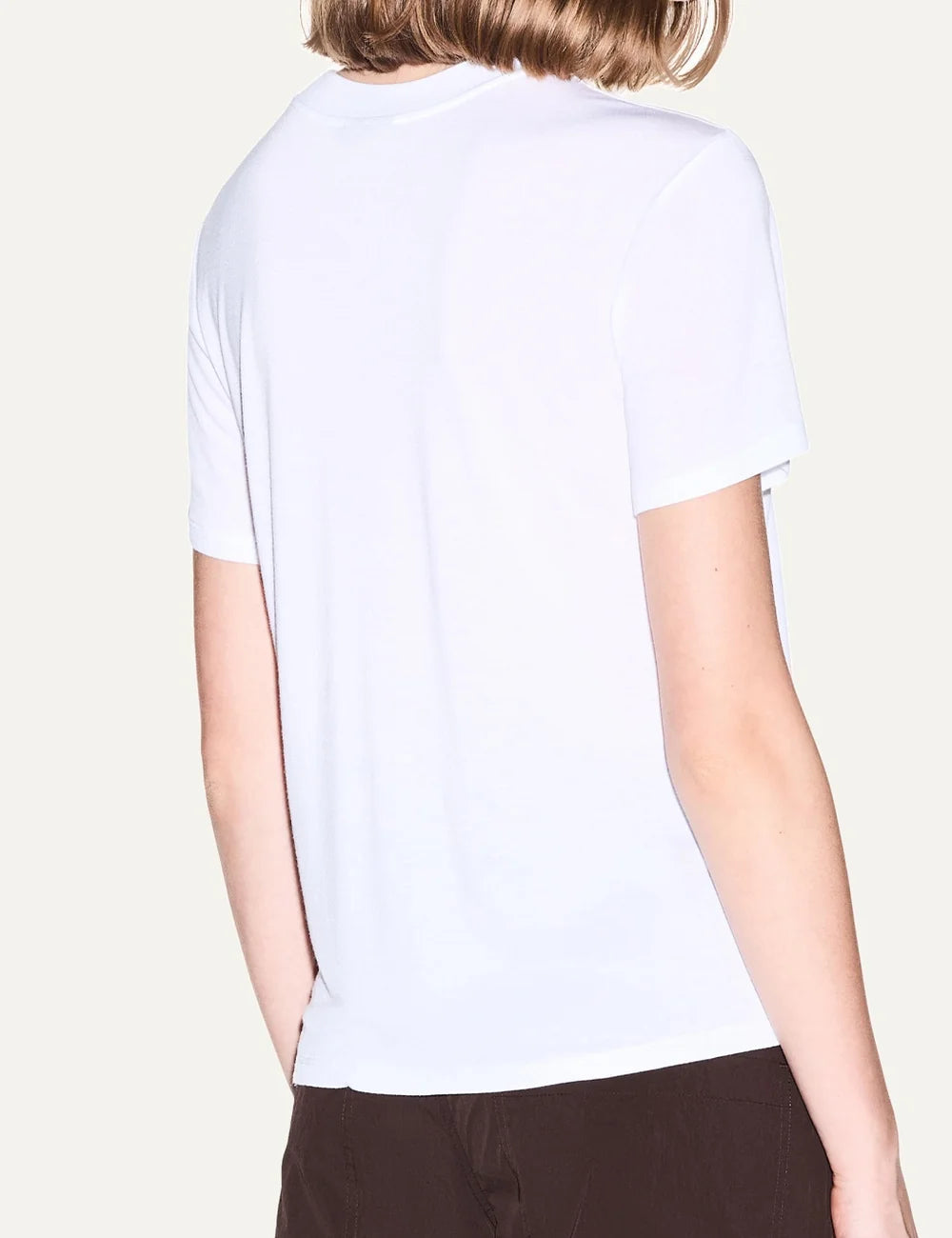 Armani Exchange women's white short sleeve T-shirt with crew neckline and small gold-tone A|X chest logo back
