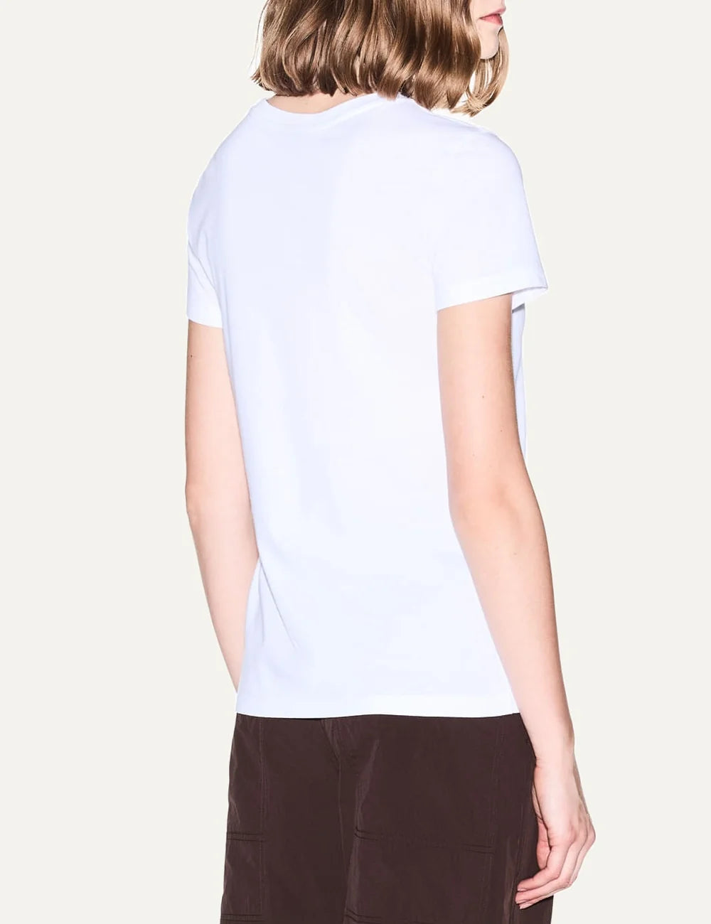Armani Exchange women's white regular-fit cotton jersey T-shirt with round neckline, short sleeves and light grey front logo side