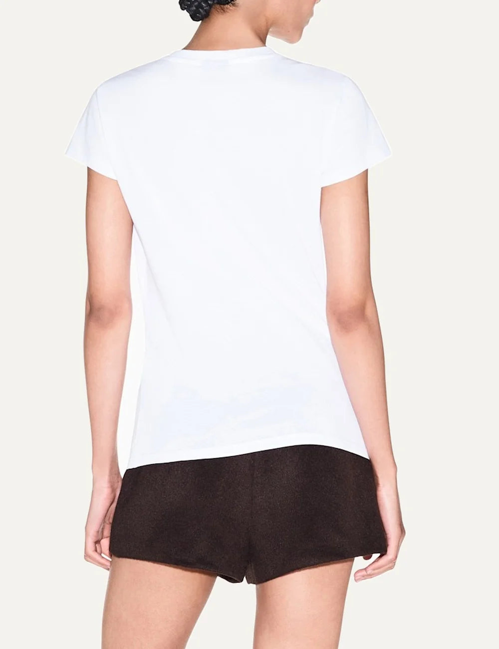 Armani Exchange women's white slim-fit cotton jersey T-shirt with V-neckline, short sleeves and minimalist design back
