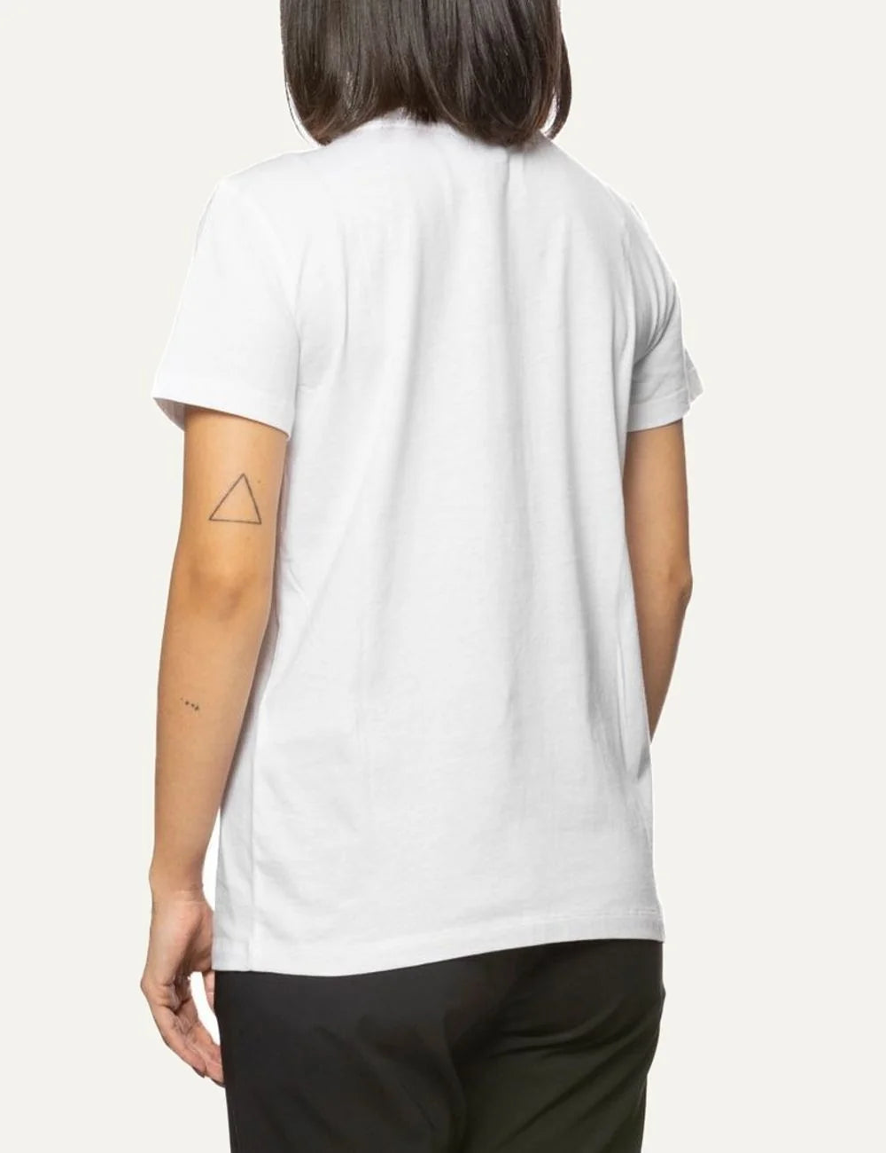 Women's Armani Exchange white T-shirt with short sleeves, crew neck and embellished A|X logo detail on the back