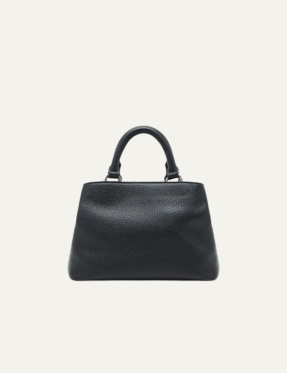 Women's Armani Exchange black textured handbag with top handles, front flap pocket and A|X logo detail