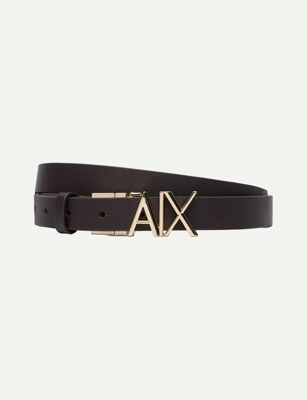 Women's Armani Exchange reversible brown leather belt with gold-tone A|X logo buckle