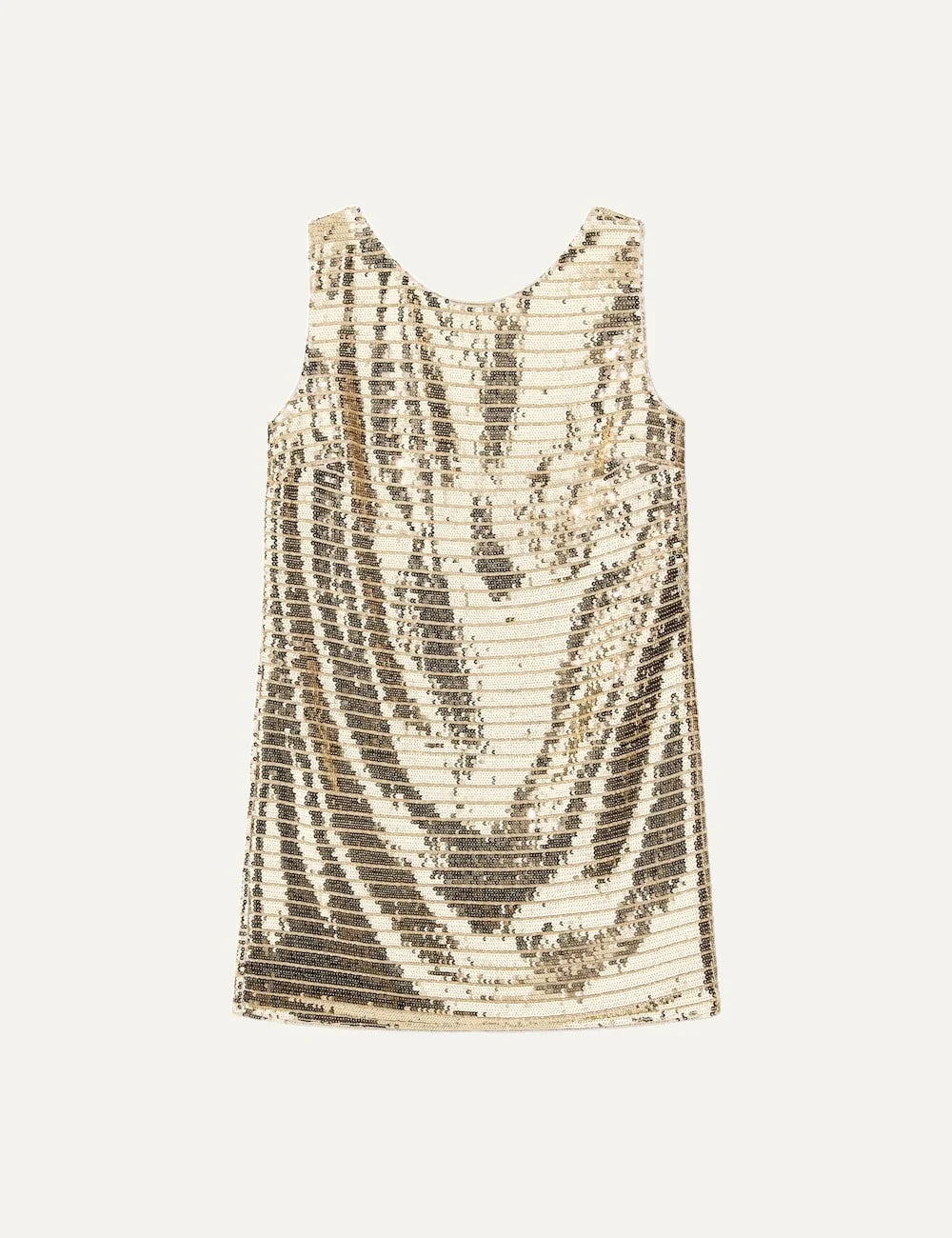 Women's Armani Exchange gold sequin mini dress with slim fit, round neckline and deep scoop back