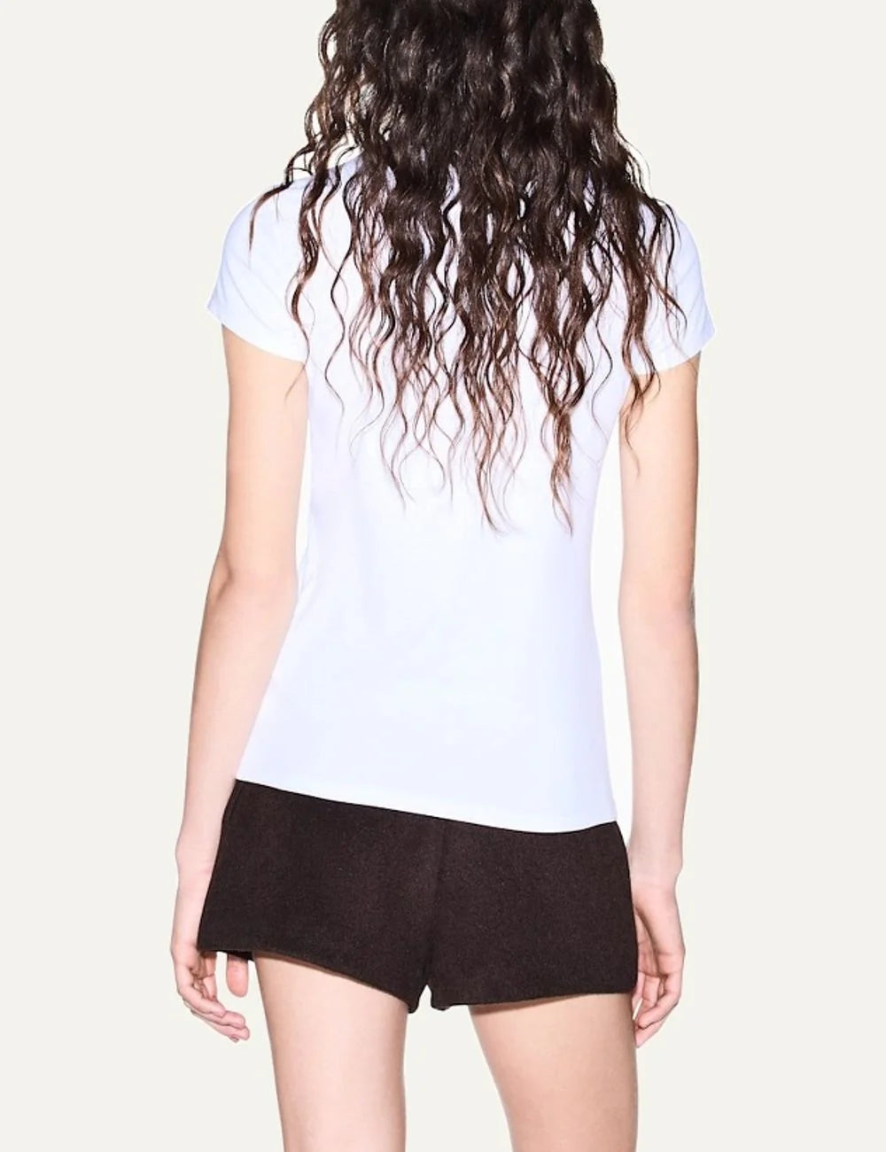Women's Armani Exchange white slim-fit cotton stretch T-shirt with crew neck, short sleeves and metallic front logo back