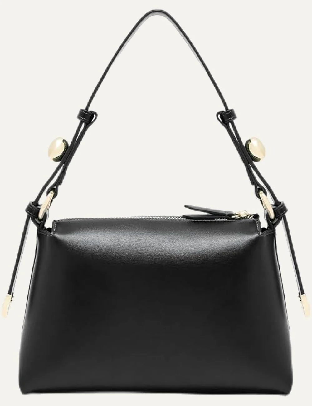 Women's Armani Exchange black shoulder bag with zip closure, slim strap, gold-tone hardware and A|X logo back