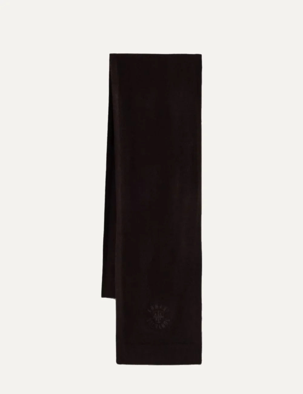 Women's Armani Exchange dark brown rectangular scarf with embroidered logo and straight finished edges