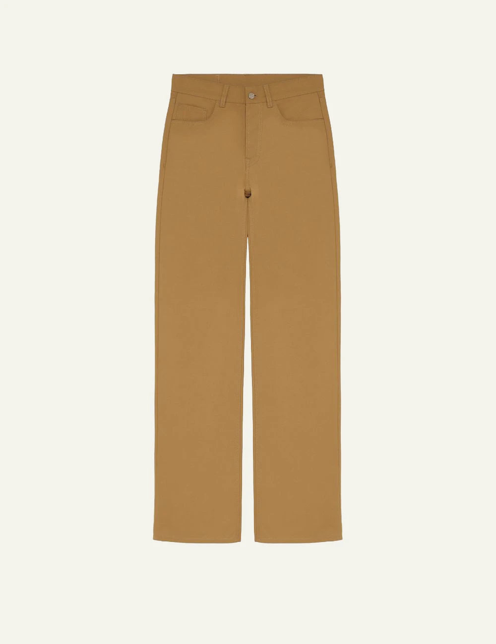 Armarium cotton low rise relaxed pants caramel extra long front flat view