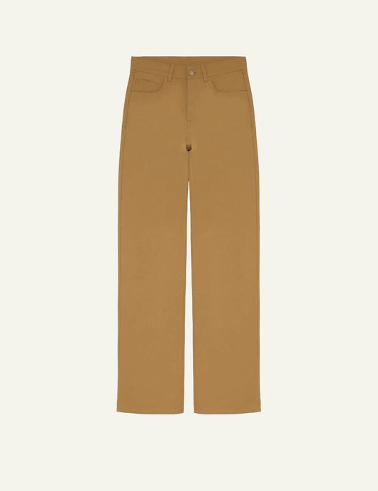 Armarium cotton low rise relaxed pants caramel extra long front flat view