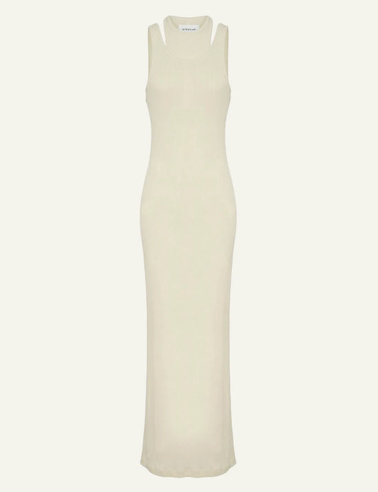 Armarium ribbed tank dress butter cotton maxi front flat view