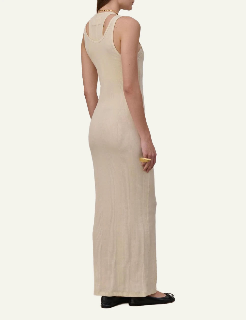 Armarium ribbed tank dress butter cotton maxi side view