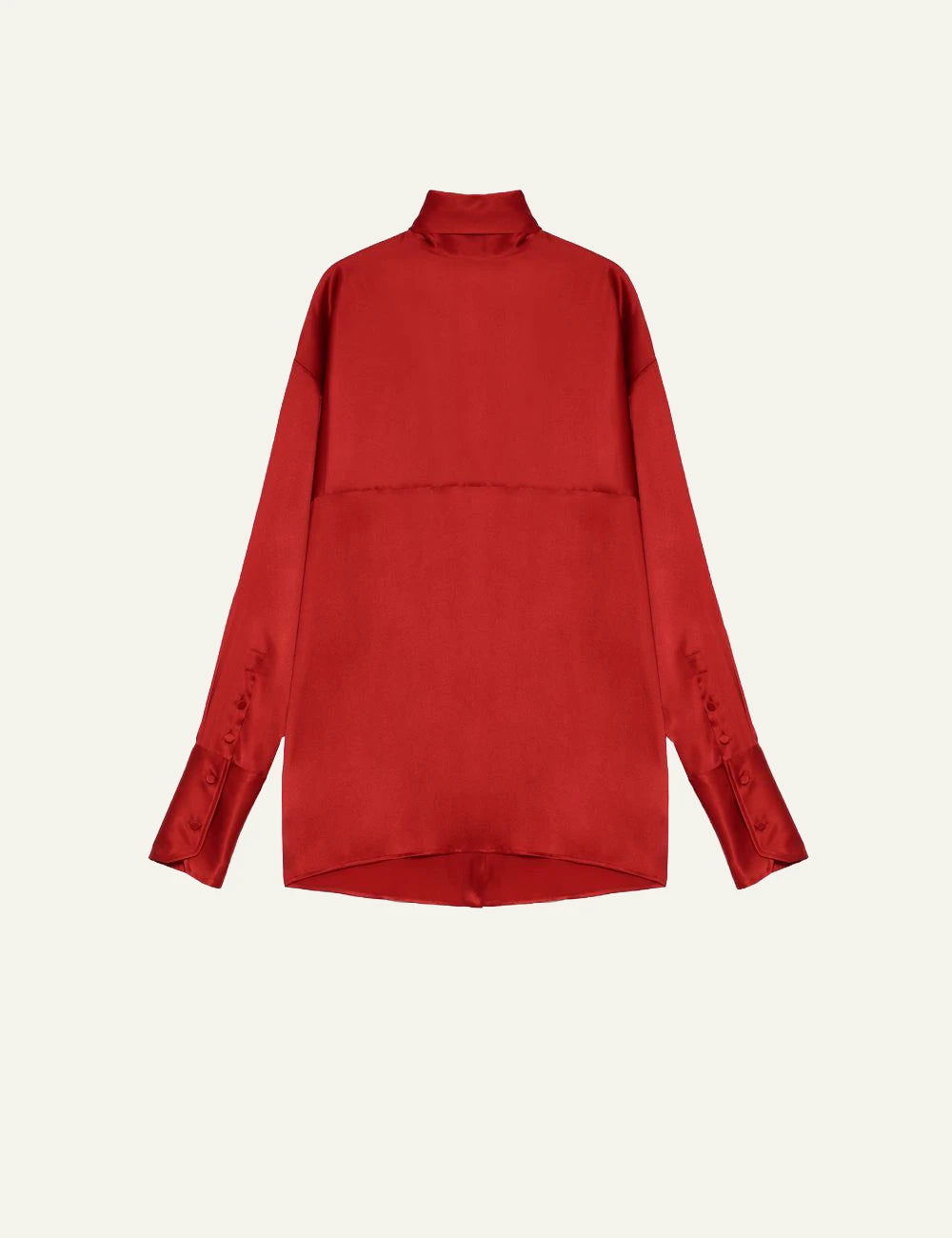 Armarium red silk satin relaxed fit shirt with back button detail front view