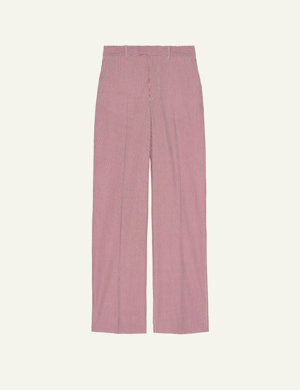 Armarium striped cotton poplin wide leg pants red white front view