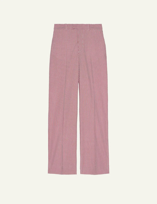 Armarium striped cotton poplin wide leg pants red white front view