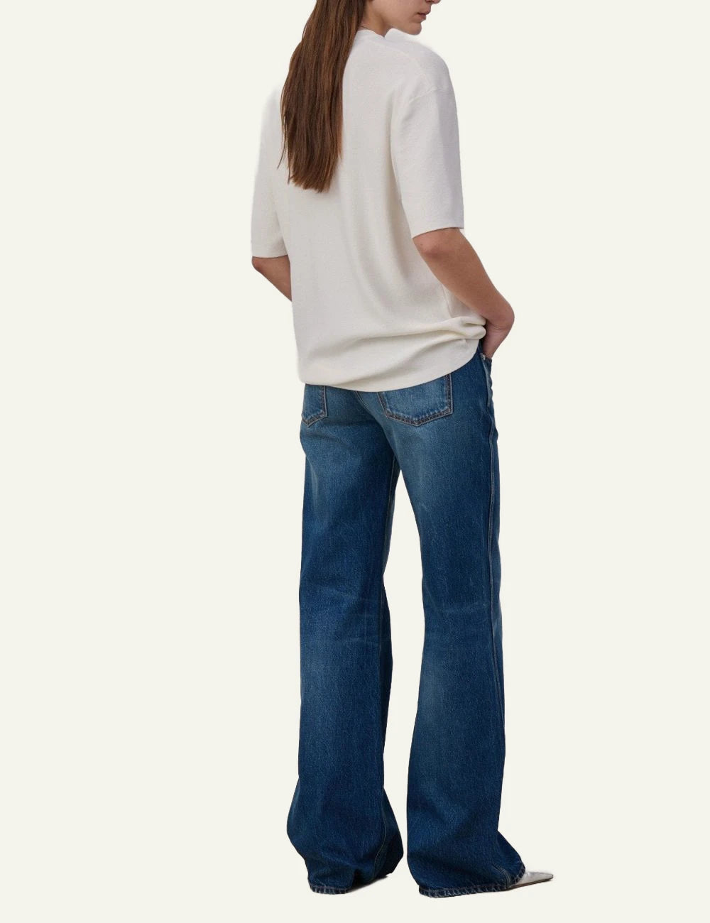 Armarium vintage denim wide leg jeans stone washed blue side view