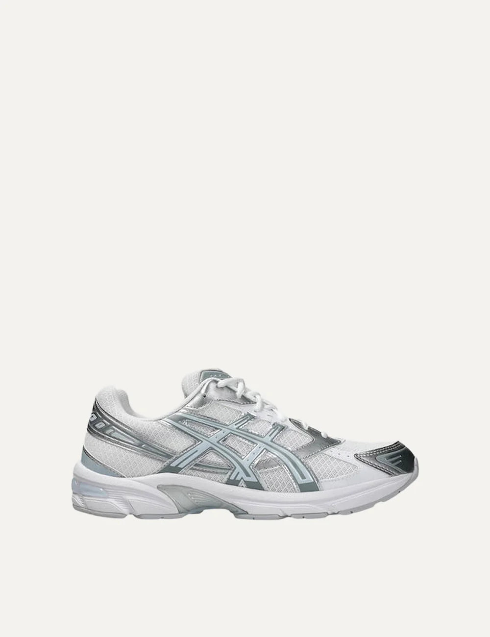 ASICS GEL-1130 women's white and silver sneakers with mesh and metallic details