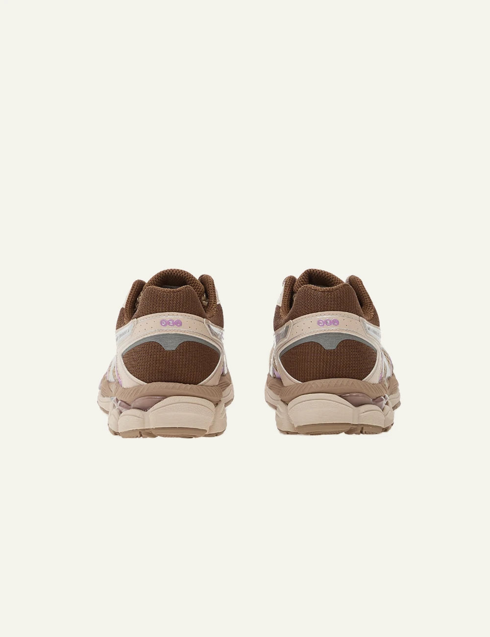 asics gel cumulus 16 sneakers beige mesh lilac silver back view