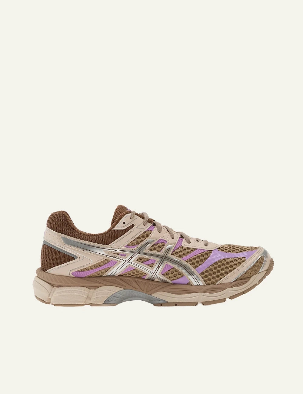 asics gel cumulus 16 sneakers beige mesh lilac silver side view