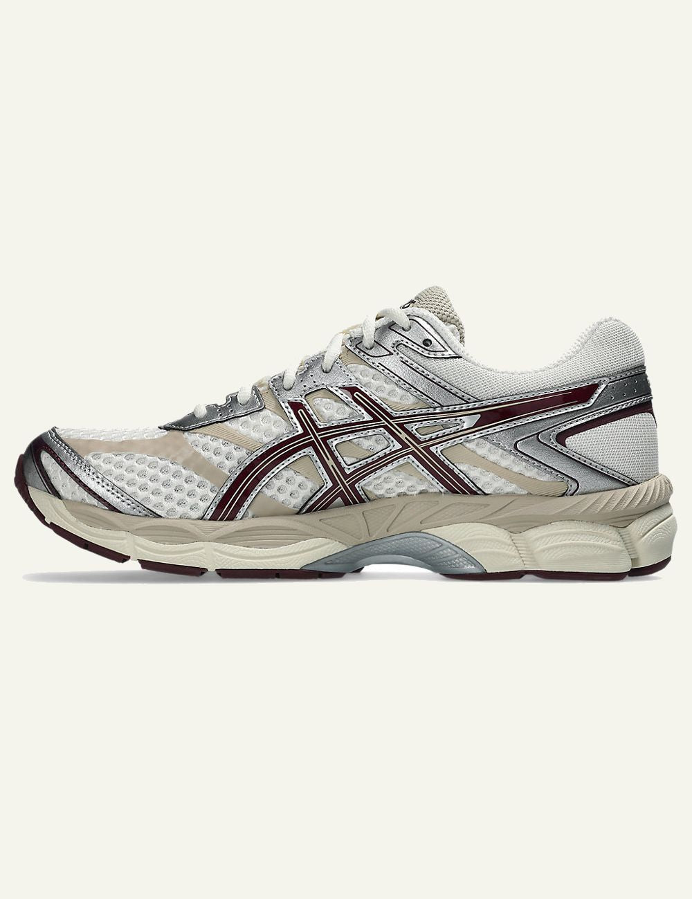 Asics Gel Cumulus 16 sneakers white burgundy profile view