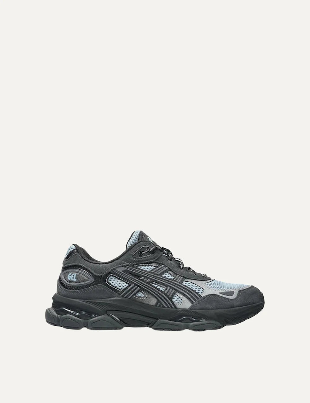 ASICS GEL-NYC 2.0 grey charcoal and light blue sneakers with mesh and reflective details
