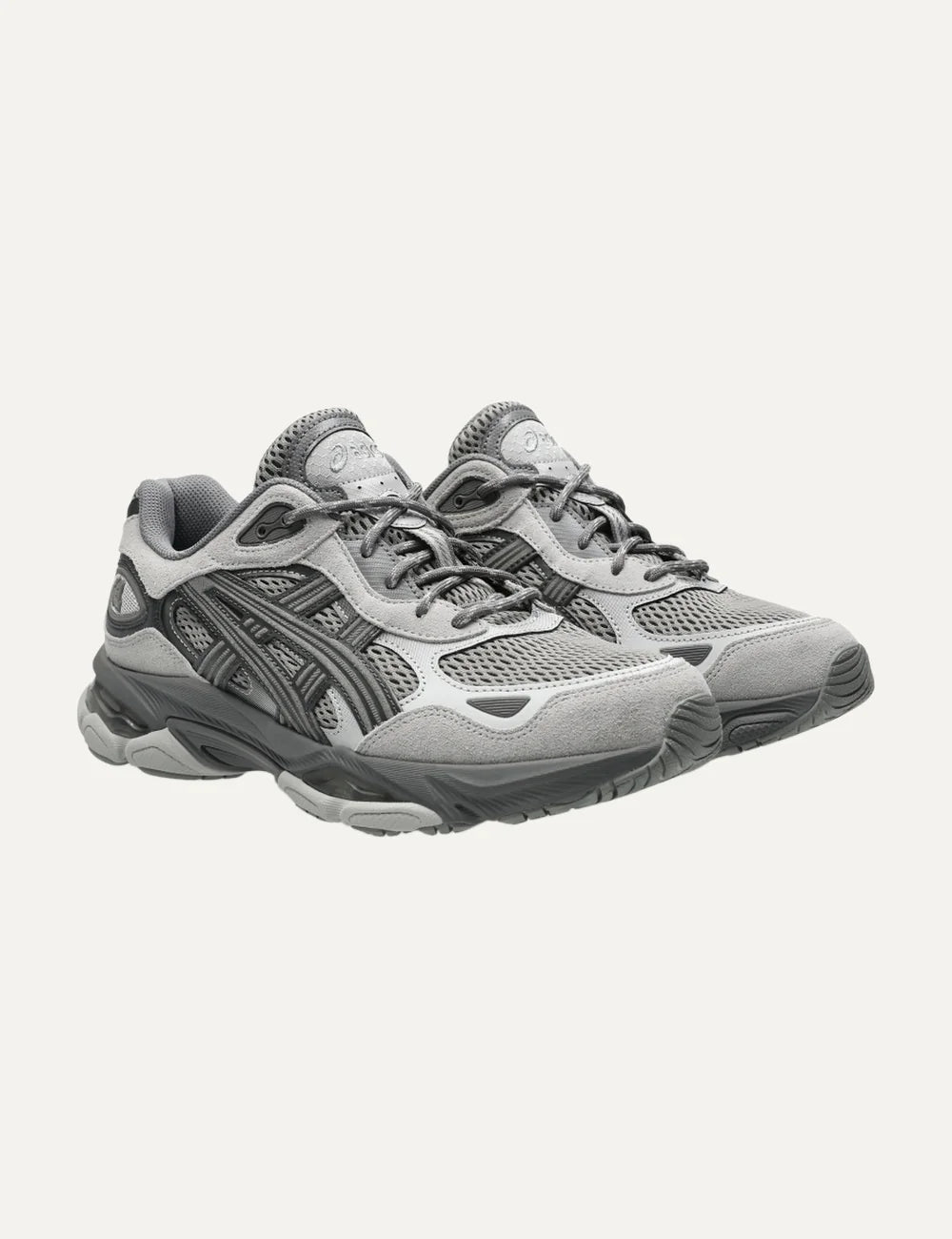 ASICS GEL-NYC 2.0 grey charcoal and light blue sneakers with mesh and reflective details angled