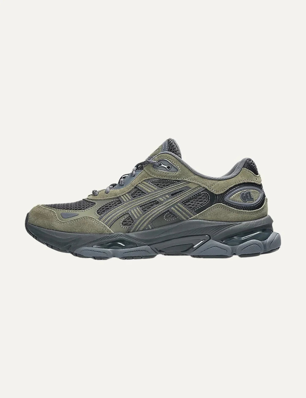 ASICS GEL-NYC 2.0 khaki and grey sneakers with mesh and suede details profile