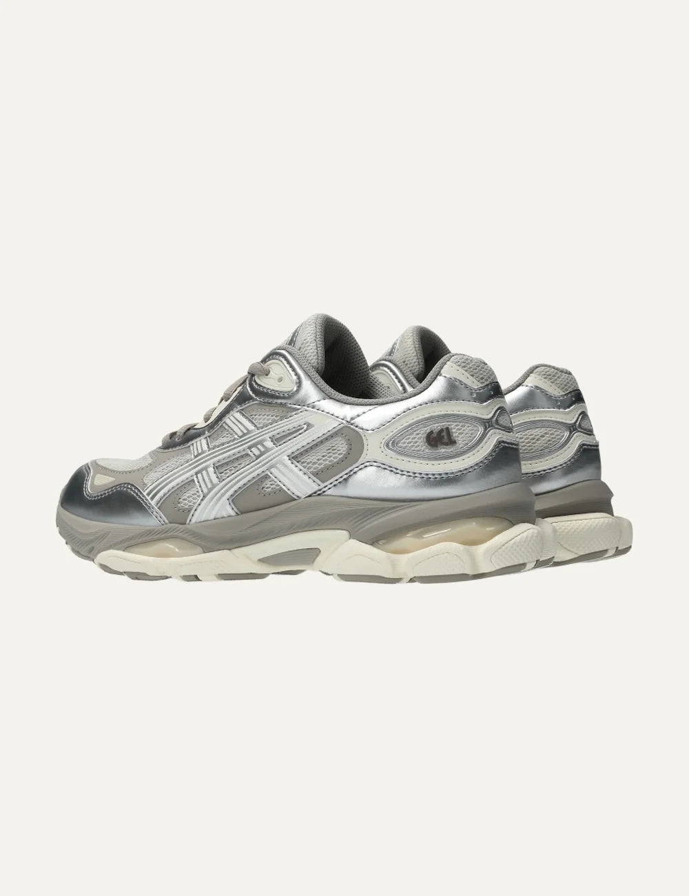 ASICS GEL-NYC 2.0 silver beige and off-white sneakers with mesh and synthetic leather details back