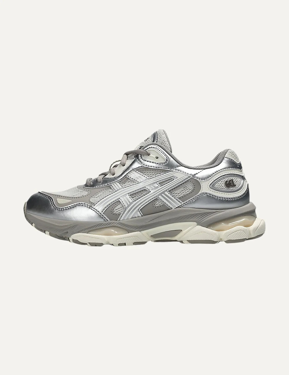 ASICS GEL-NYC 2.0 silver beige and off-white sneakers with mesh and synthetic leather details profile