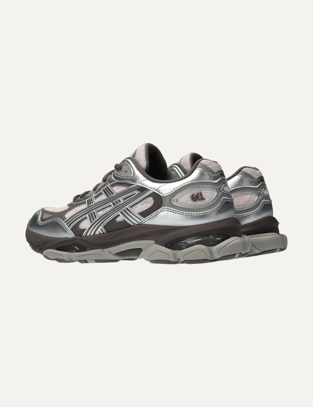 ASICS GEL-NYC 2.0 silver pink and brown sneakers with mesh and synthetic leather details back