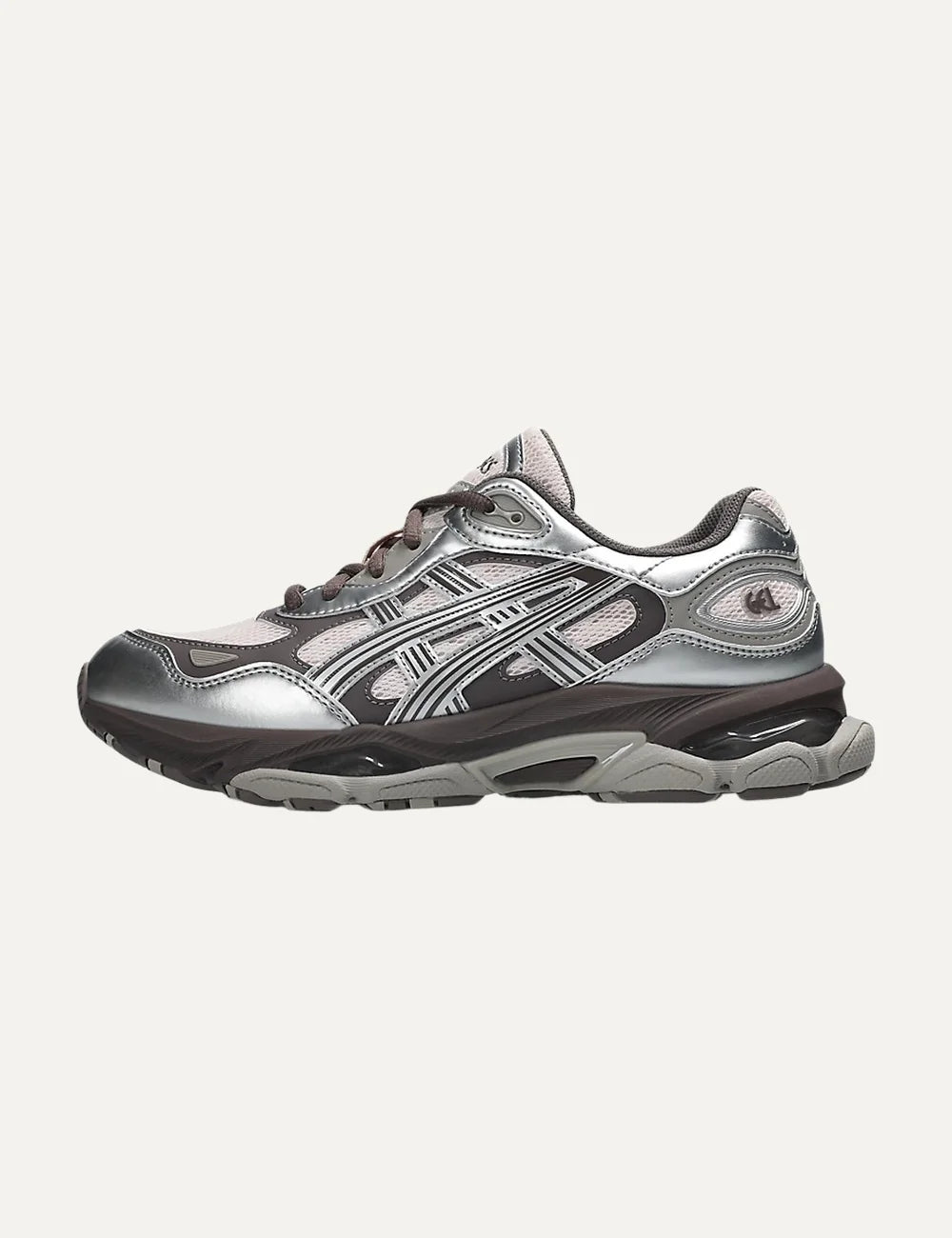 ASICS GEL-NYC 2.0 silver pink and brown sneakers with mesh and synthetic leather details profile