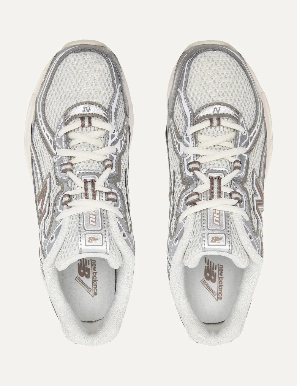 New Balance unisex cream grey mesh sneakers top